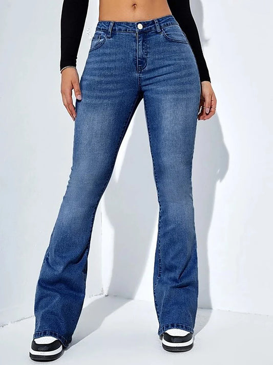 High Waist Wide Leg Jeans Damen – Komfortabler Stretch Denim